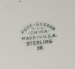 Vegetable Bowl Antique Pope-Gosser China Vintage Sterling 38 Florence Pattern