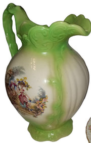 Pitcher Courting Couple Vintage Porcelain Sturdy 12.5" Tall