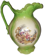Pitcher Courting Couple Vintage Porcelain Sturdy 12.5" Tall