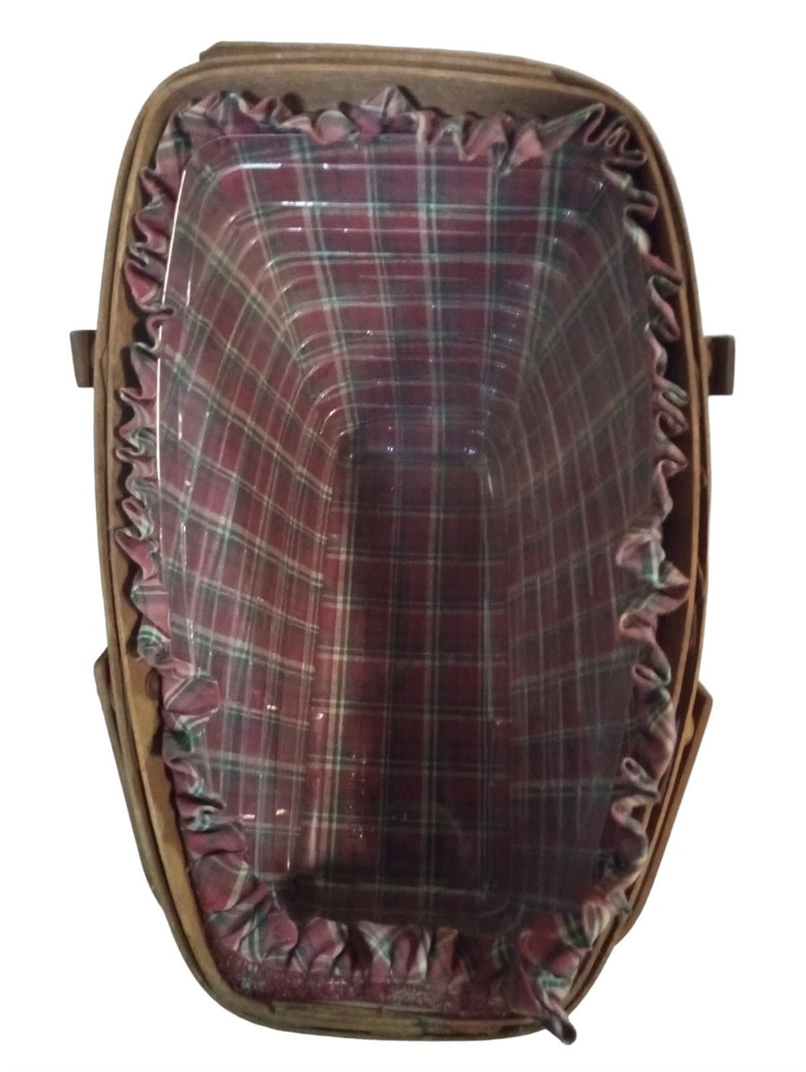 Baskets with Plaid Cloth Plastic Protector Vintage Longaberger Baskets 1991-1992