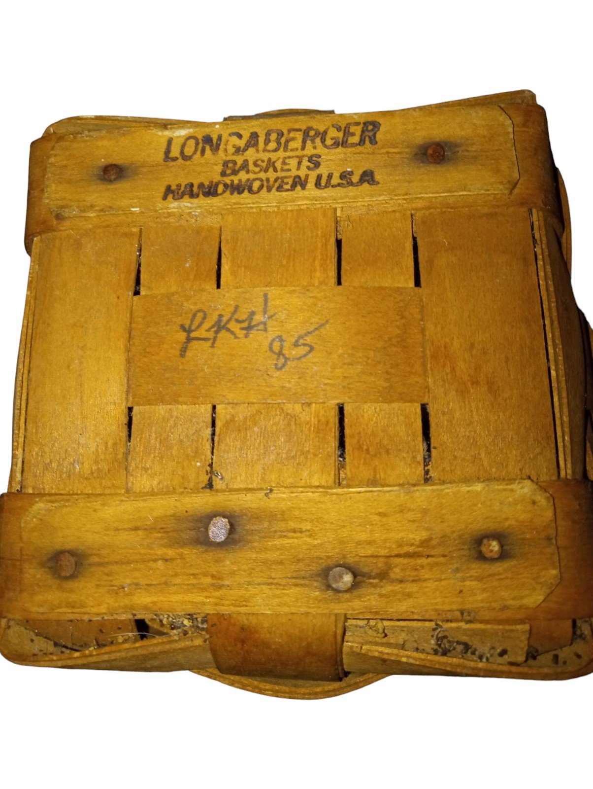 Square Basket Vintage Longaberger Baskets Stationary Handle 1985 Made in USA