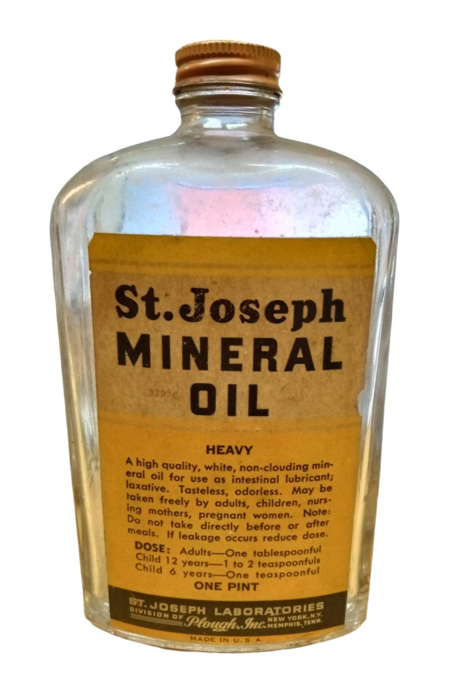 St.Joseph Mineral Oil Vintage Collectible Nostalgic Glass Medical Supplies