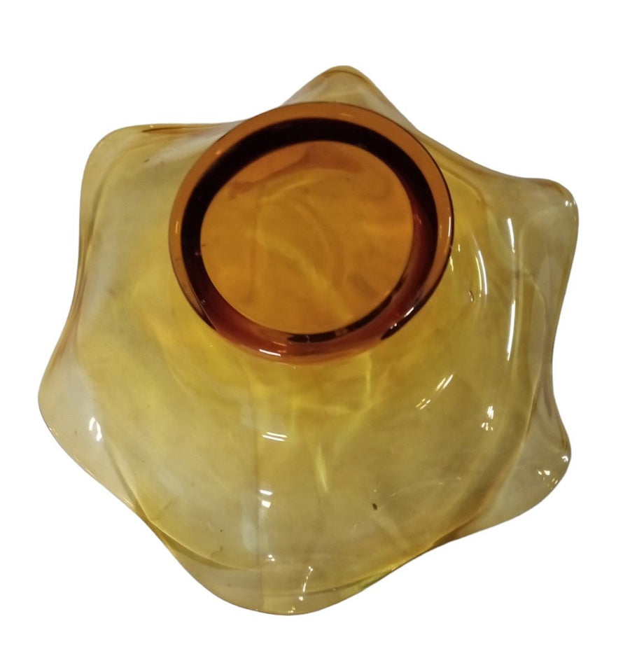 Viking Art Glass Amber Bowl Vintage Collectible Nostalgic Servingware
