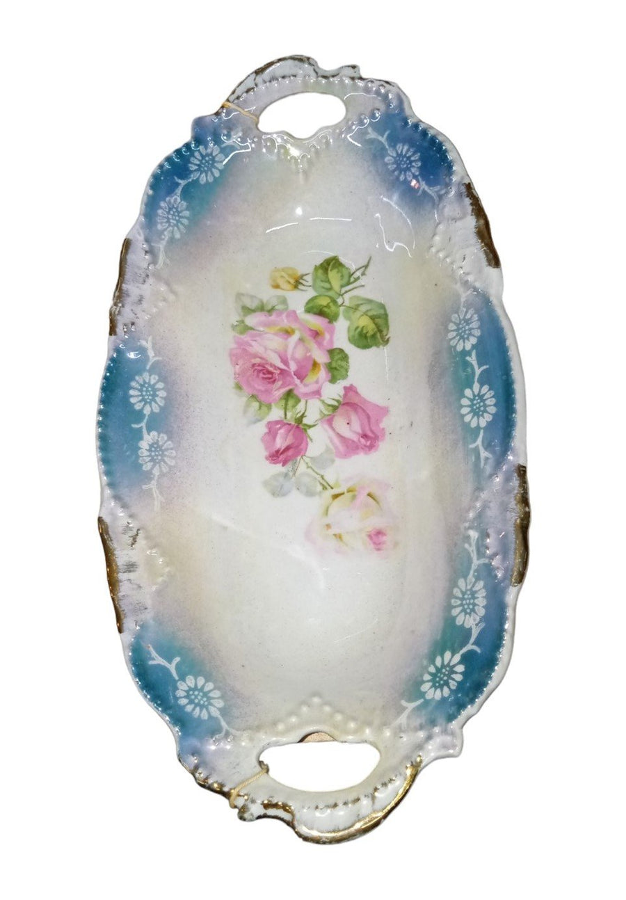 German Handpainted Ceramic Dishes Set Of 2 Set Antique Collectible Decorative