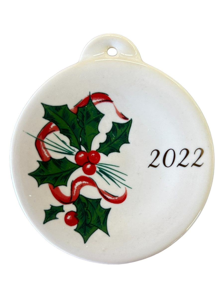 Fiesta Ware Holly Ornament 2022 Ceramic China Homer Laughlin White Christmas