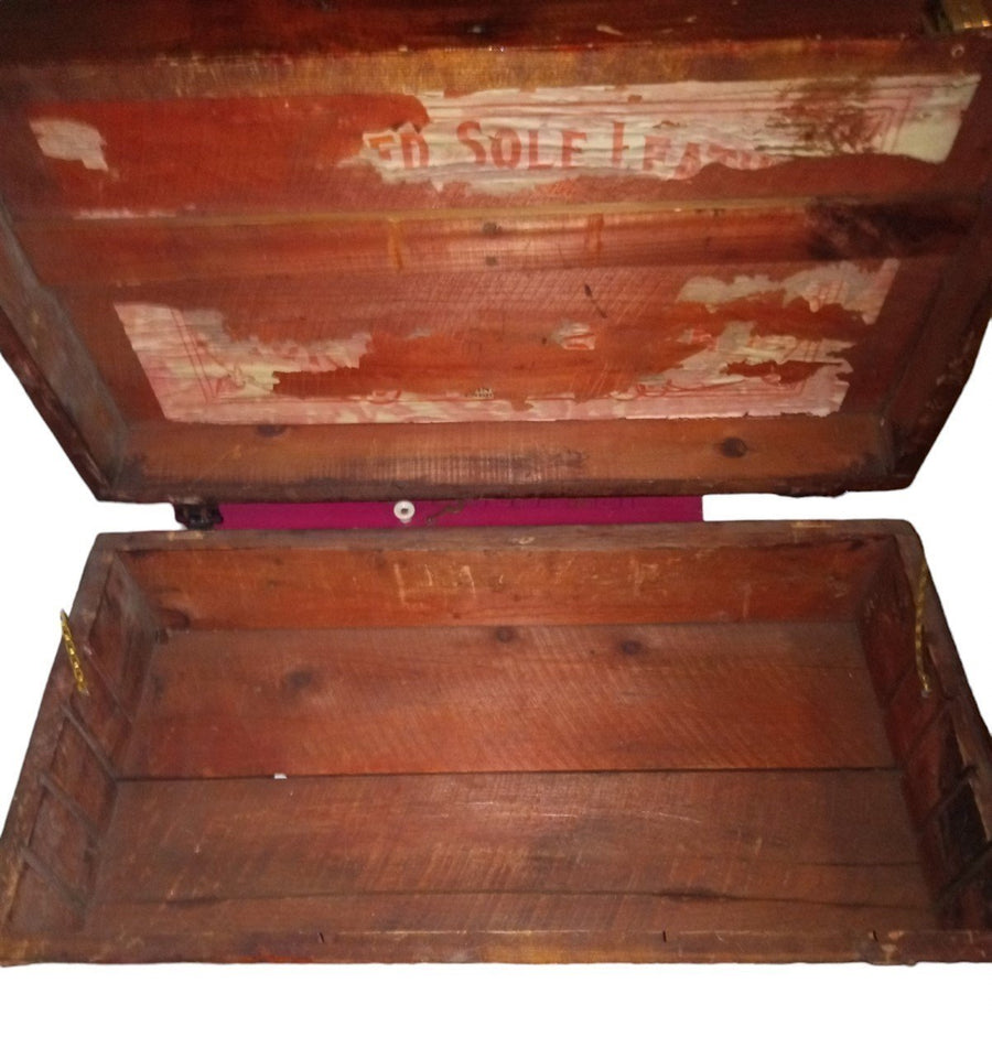 Leather Chest Vintage Collectible Antique Rustic Rare Storage