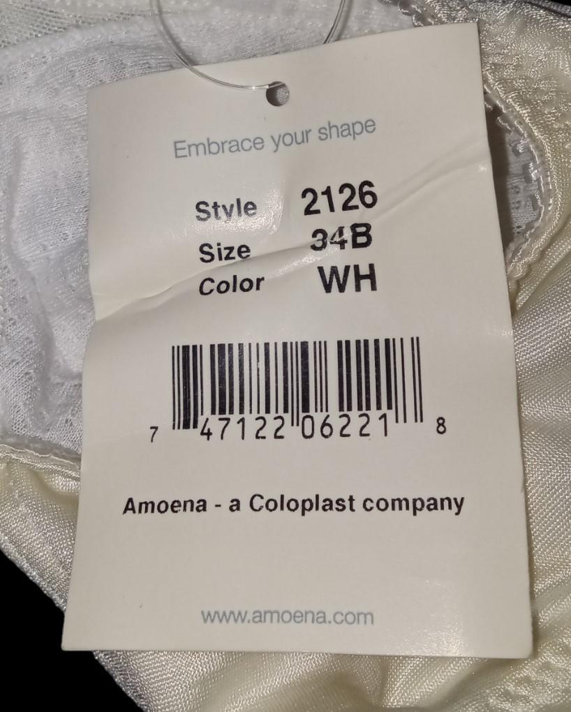 Amoena Bra White Style 2126 Size 34B New from Lingerie Store with Tags Hanger