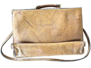 Crown New York Leather Messenger Bag Light brown