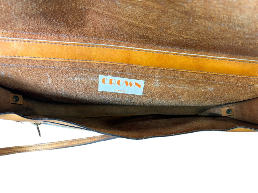 Crown New York Leather Messenger Bag Light brown