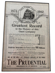 The Prudential Insurance CO of America Greatest Record Life Insurance 1875 1902