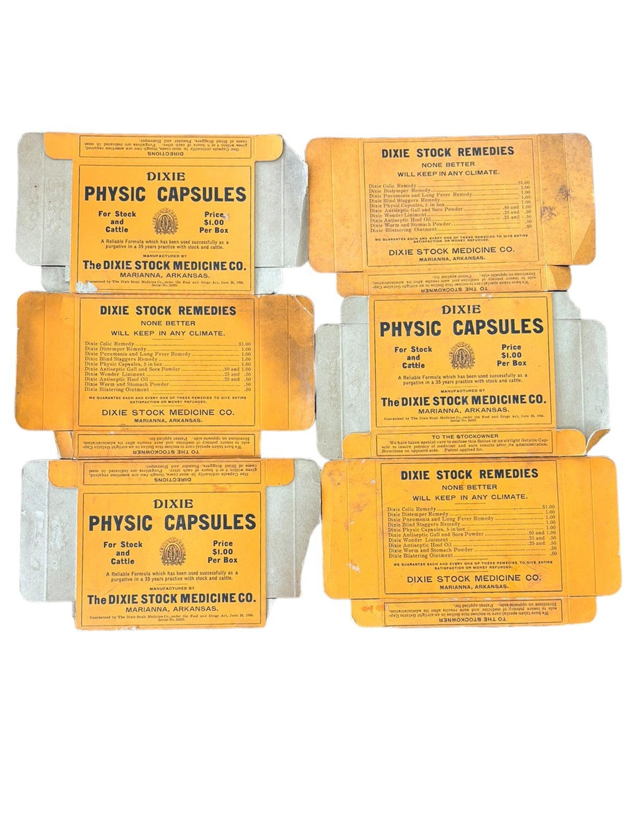 Dixie Physic Capsules The Dixie Stock Medicine Co. Marianna Arkansas Set of 6