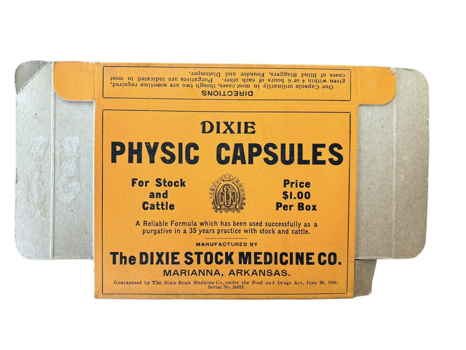 Dixie Physic Capsules The Dixie Stock Medicine Co. Marianna Arkansas Set of 6