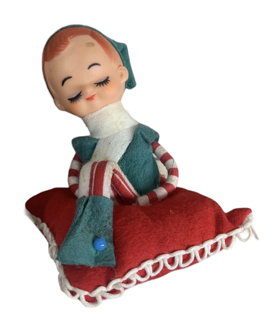 Knee Hugger Elves Christmas Ornament Lot 3 Pixies Tree Decor Vintage Japan