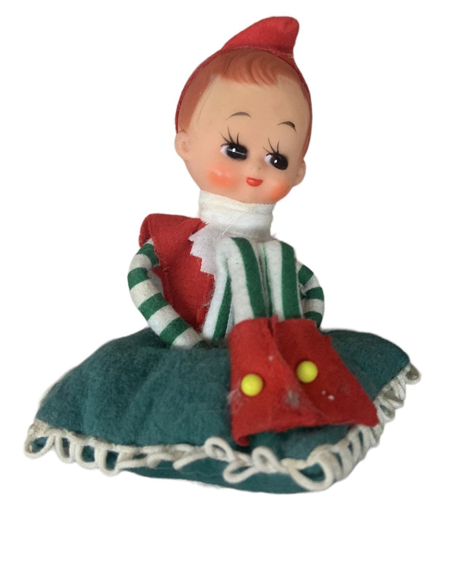 Knee Hugger Elves Christmas Ornament Lot 3 Pixies Tree Decor Vintage Japan
