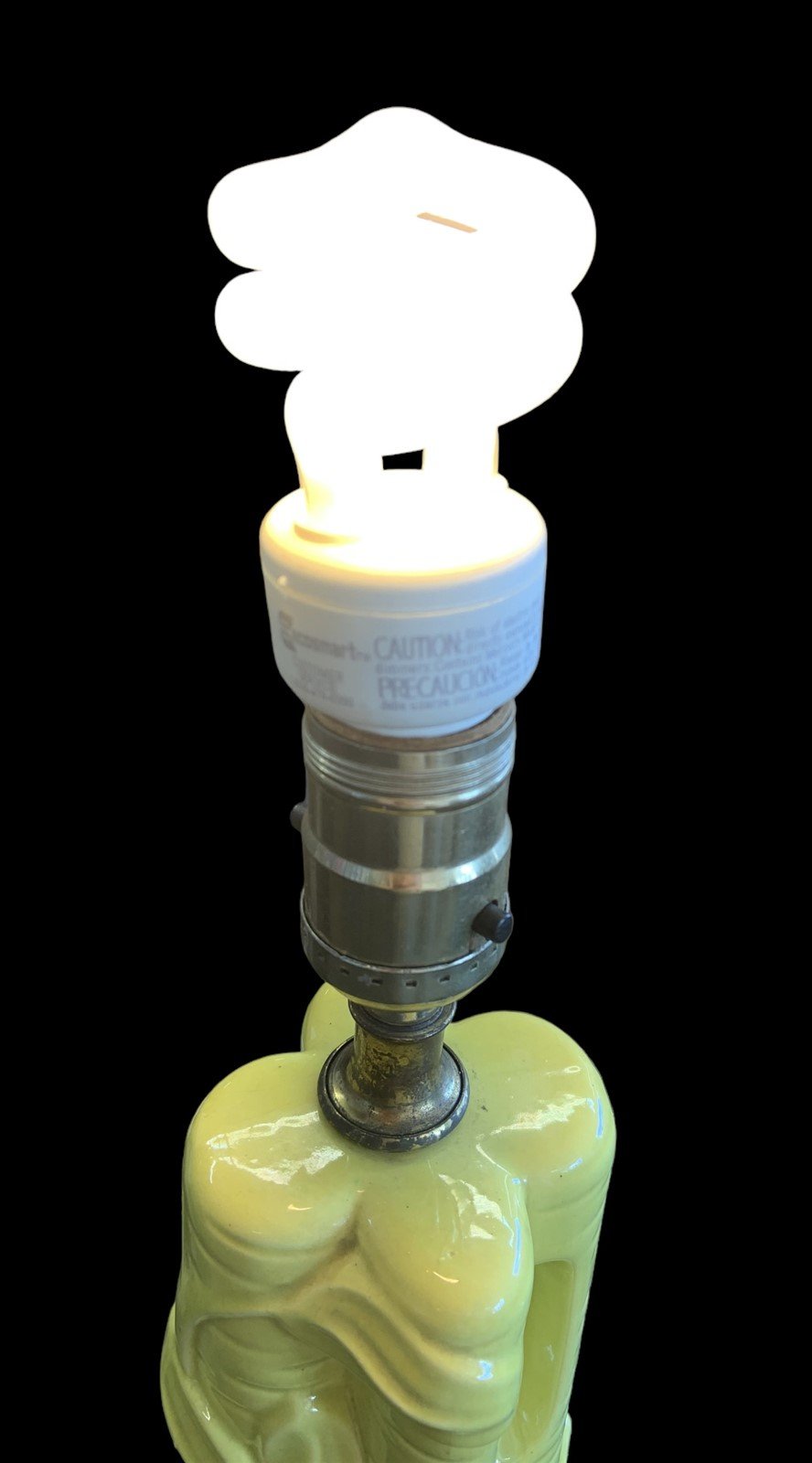 Underwriters Laboratories Lamp Ceramic Light Green Bamboo Desk Light Vintage