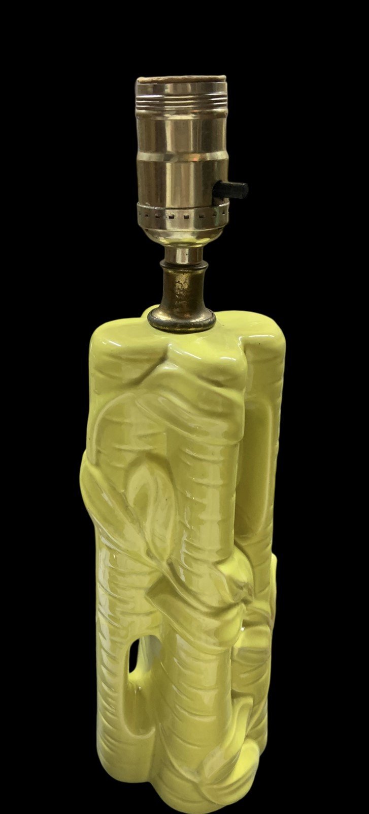 Underwriters Laboratories Lamp Ceramic Light Green Bamboo Desk Light Vintage