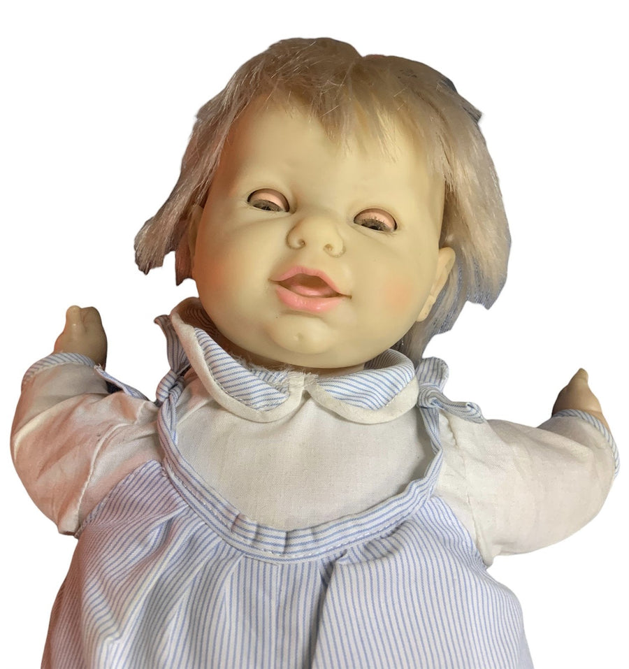Berjusa Baby Doll Cloth Body Vinyl Limbs Rooted Blonde Hair Brown Eyes 19"