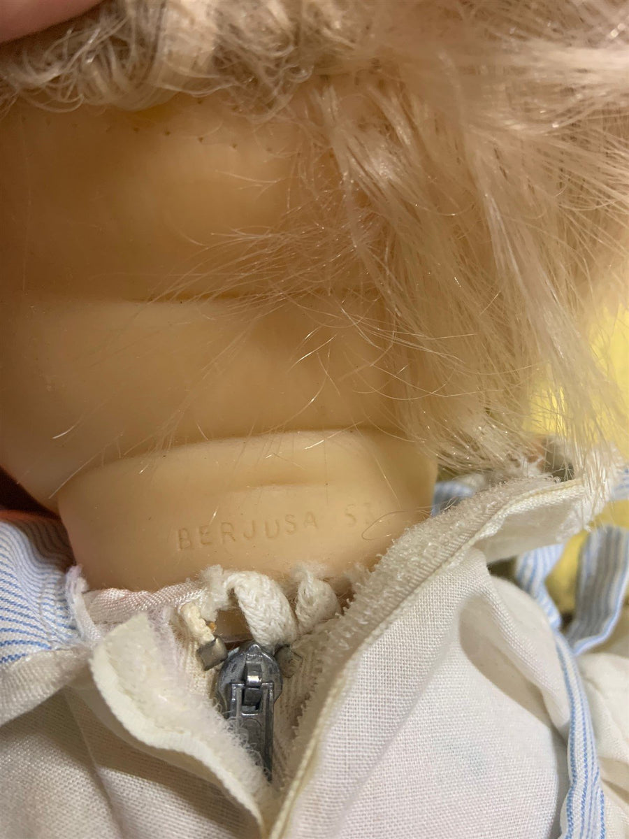 Berjusa Baby Doll Cloth Body Vinyl Limbs Rooted Blonde Hair Brown Eyes 19"