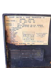 Sharp AM/FM 2 Band Transistor 10 Japan Radio Model FX-506 With Case Works