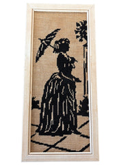 Regency Lady and Gentleman Silhouettes Black Embroidered