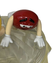 M&M Candy Dish Plastic Lidded Mars Company Clear Bowl Red Yellow Candies