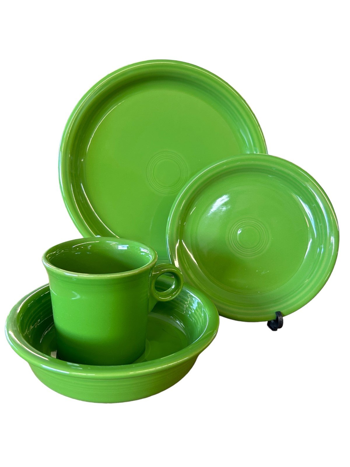 Fiesta - Shamrock Green 4pc Place Setting Ceramic Dish Bowl Mug Homer Laughlin