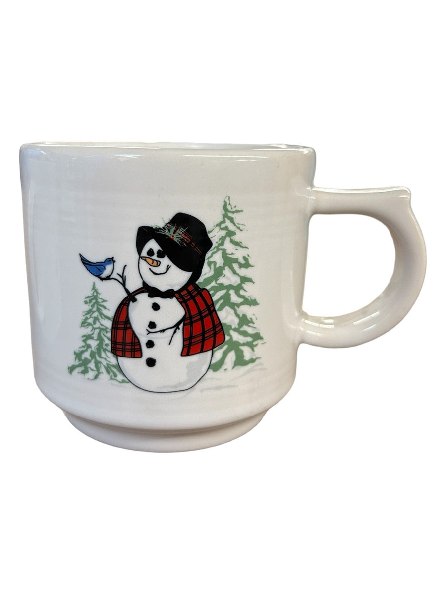 Fiesta - White Snowman Facing Left Stacking Mug Homer Laughlin Ceramic Cup