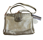 Baggs Purse Genuine Leather Pearl Taupe Multi Compartment Bag Vintage