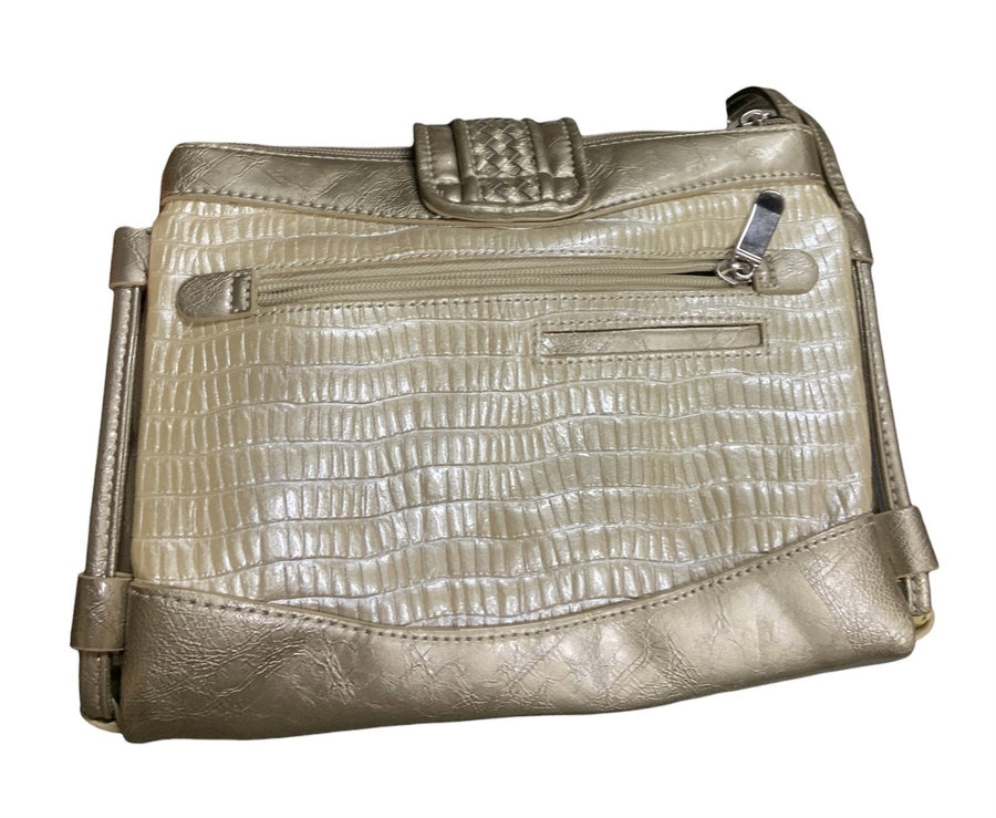 Baggs Purse Genuine Leather Pearl Taupe Multi Compartment Bag Vintage