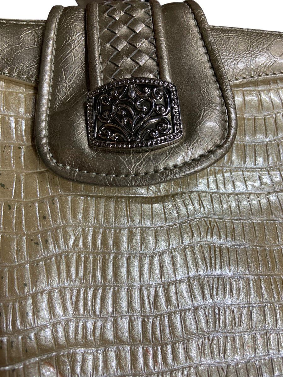 Baggs Purse Genuine Leather Pearl Taupe Multi Compartment Bag Vintage