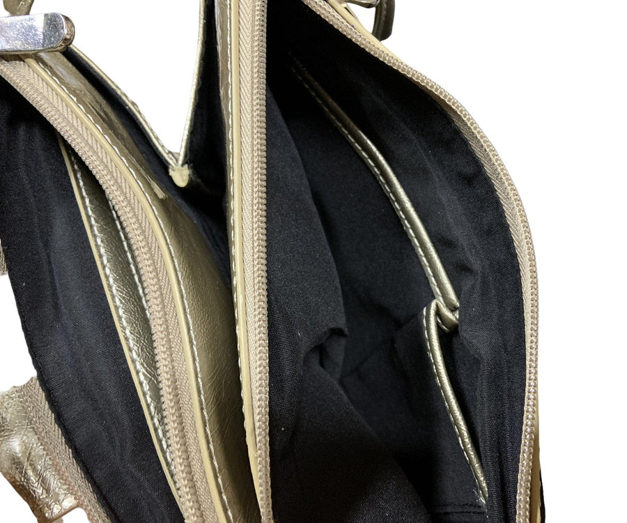 Baggs Purse Genuine Leather Pearl Taupe Multi Compartment Bag Vintage