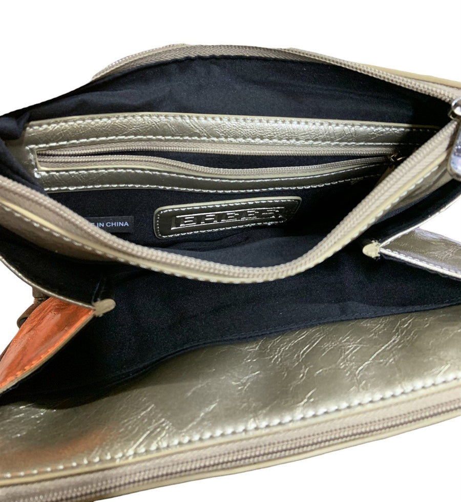 Baggs Purse Genuine Leather Pearl Taupe Multi Compartment Bag Vintage