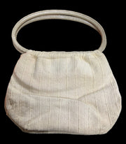 Carpetbags of America Purse White and Gold Vintage Bag Beaded Flower
