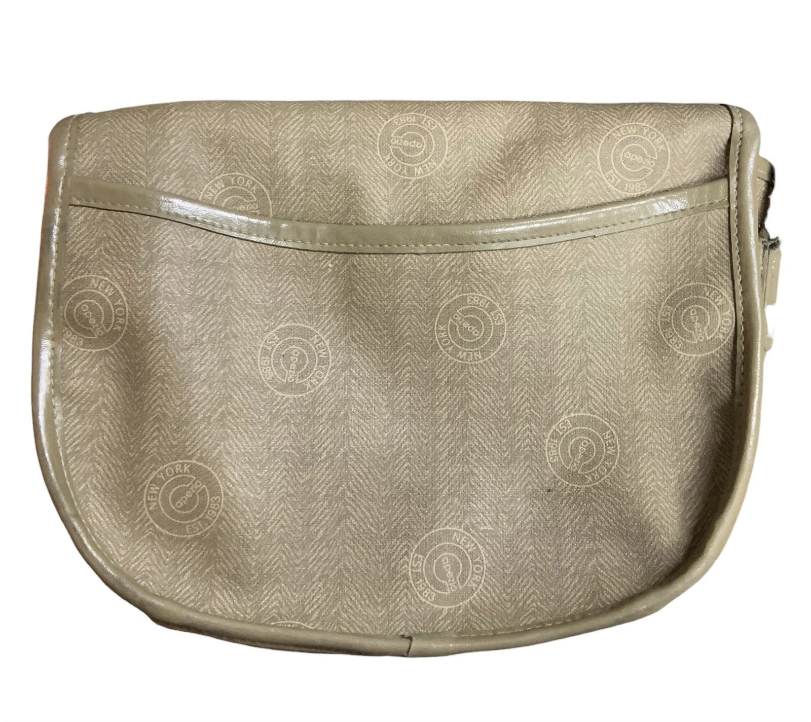 Capezio Purse Messenger Bag Crossbody Taupe Gold Hardware Vintage