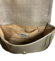 Capezio Purse Messenger Bag Crossbody Taupe Gold Hardware Vintage