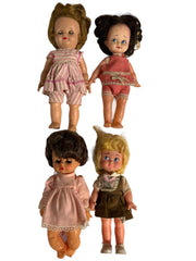 Effandee Fluffy Doll With Three Made in Hong Kong Dolls Lot of 4