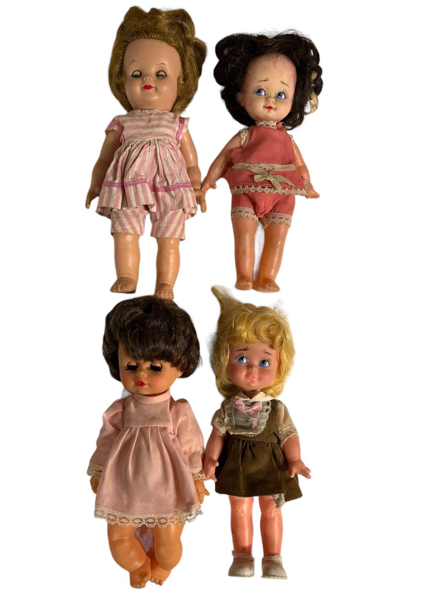 Effandee Fluffy Doll With Three Made in Hong Kong Dolls Lot of 4