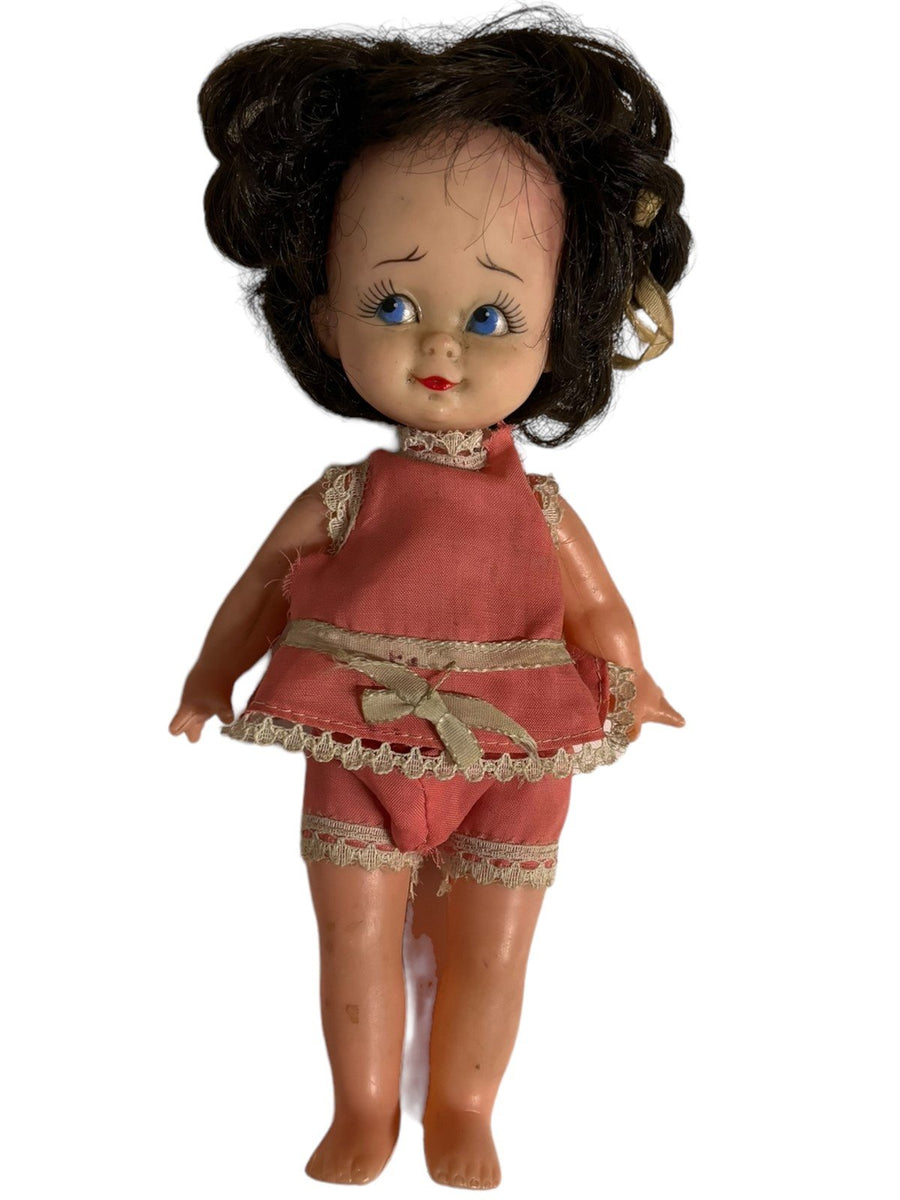 Effandee Fluffy Doll With Three Made in Hong Kong Dolls Lot of 4