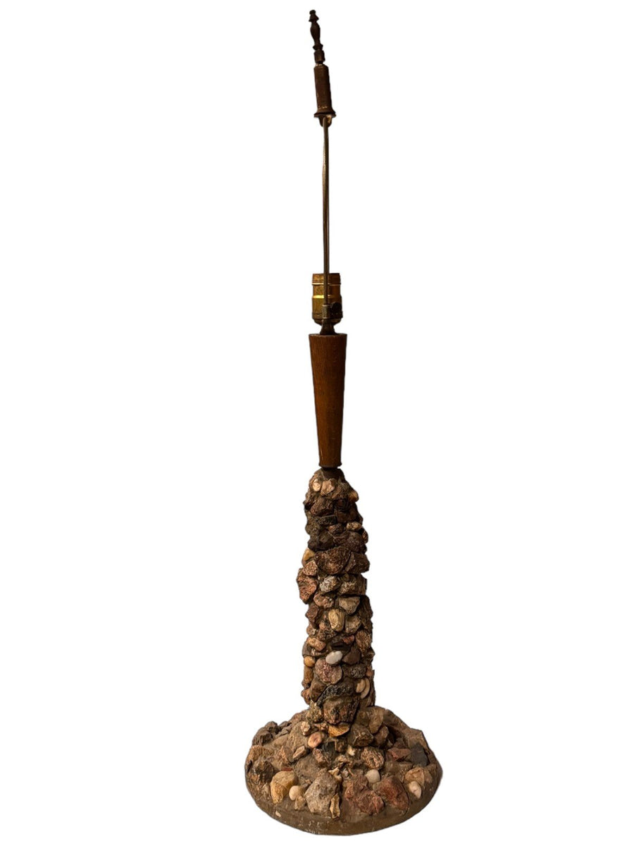 Mid Century Modern Rock Lamp Art Decoration Teak Wood