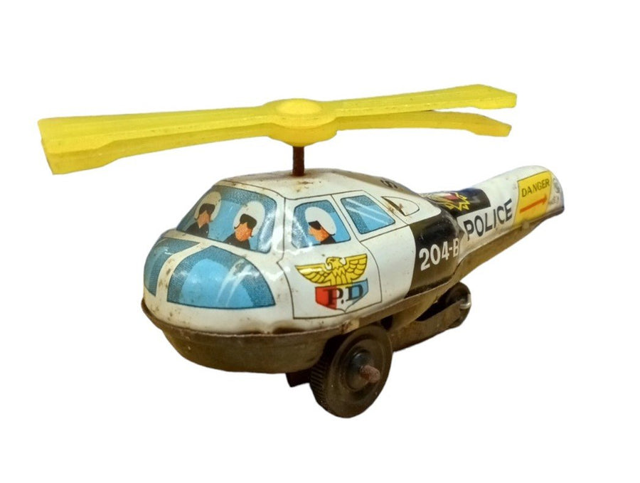 Japanese Police Helicopter Tin Friction Toy Vintage Collectible Nostalgic