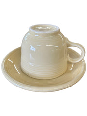 Fiesta - Ivory Cream Off White Teacup & Saucer Homer Laughlin Ceramic Tea Set