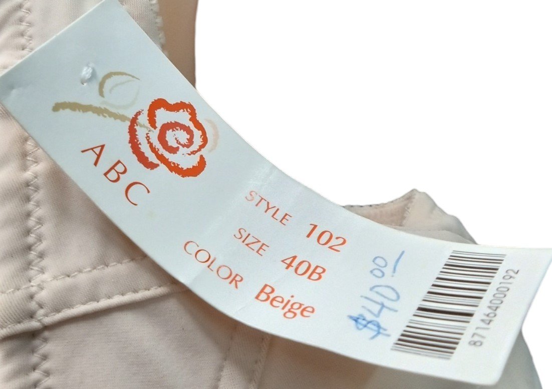 ABC Bra Style 102 Beige Size 40B New Lingerie Store w/ Tags