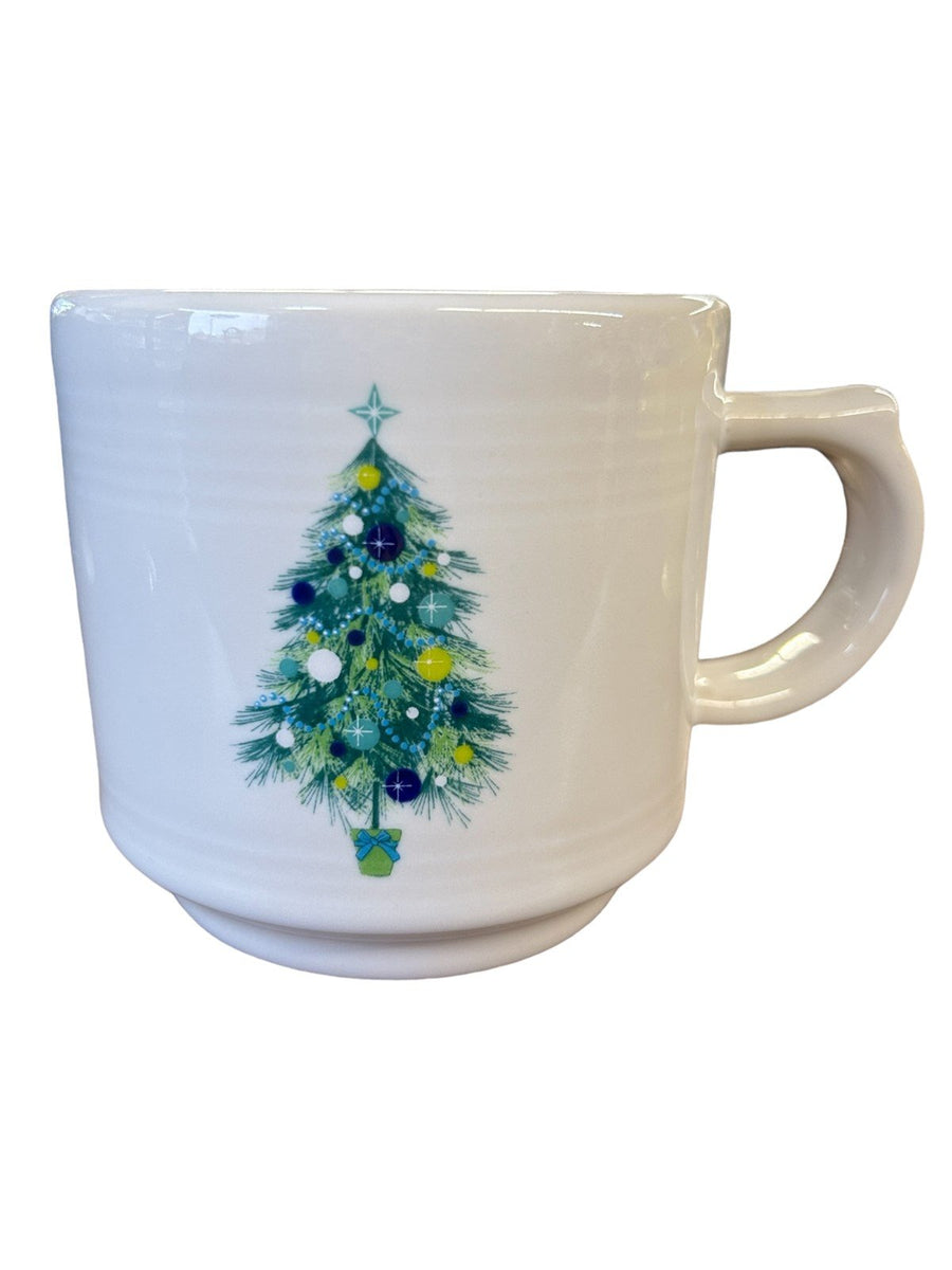 Fiesta - White Christmas Tree Stacking Mug Homer Laughlin Ceramic Coffee Cup Tea