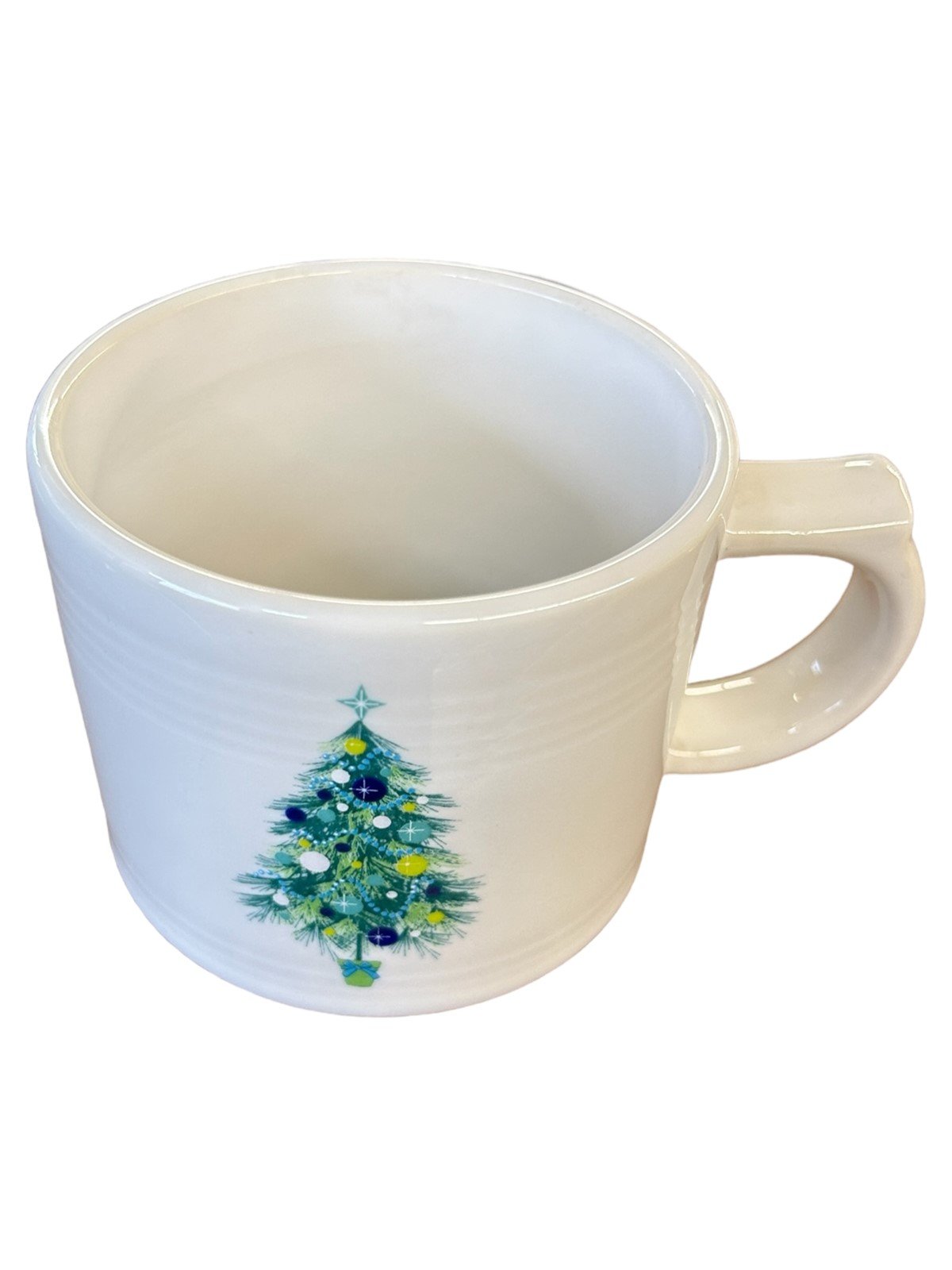 Fiesta - White Christmas Tree Stacking Mug Homer Laughlin Ceramic Coffee Cup Tea