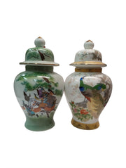 Japanese Urns Set Of 2 Vintage Antique Collectible Handpainted Decorative