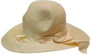 Cream Woman's Hat Antique Straw w/ Ribbon Vintage Floppy