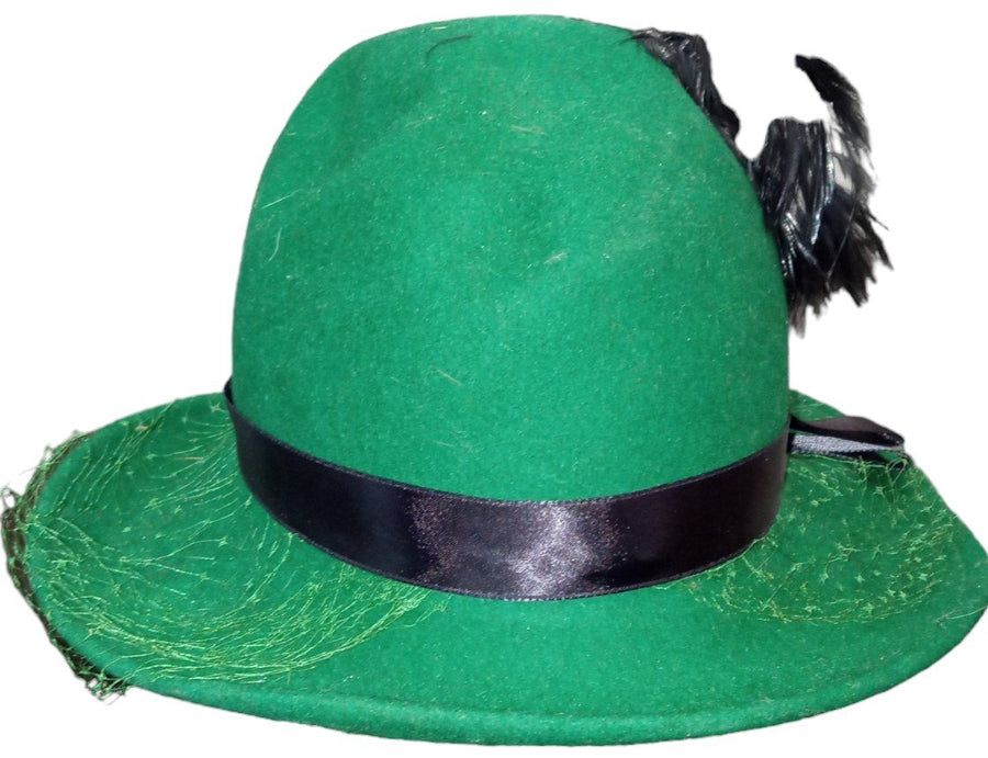 Emerald Green Woman's Hat Antique Ernie Tally-Ho Vintage Wool with Feathers