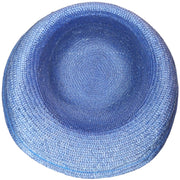 Blue Woman's Hat Antique Straw w/ Ribbon Flower Vintage Floppy