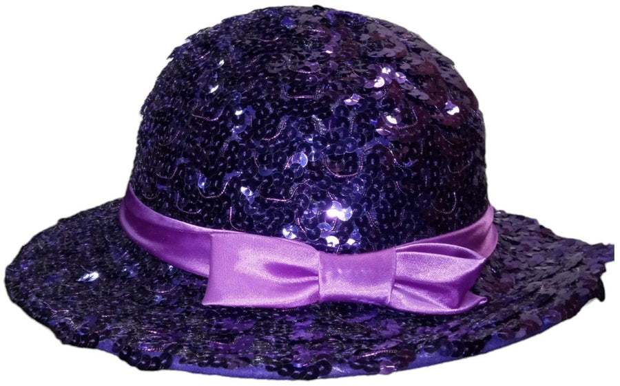 Purple Glitter Woman's Hat Antique Wool Vintage Ribbon