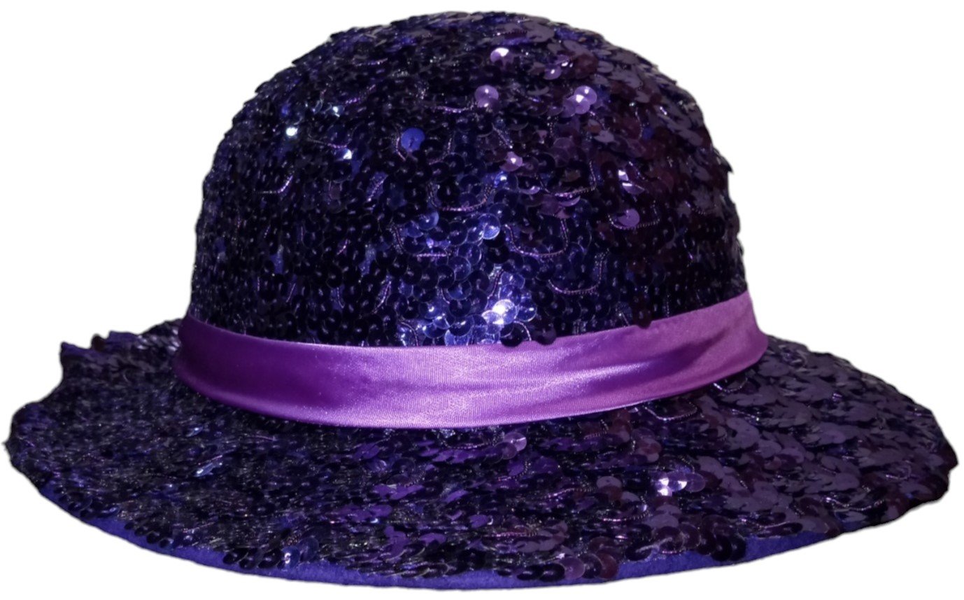 Purple Glitter Woman's Hat Antique Wool Vintage Ribbon
